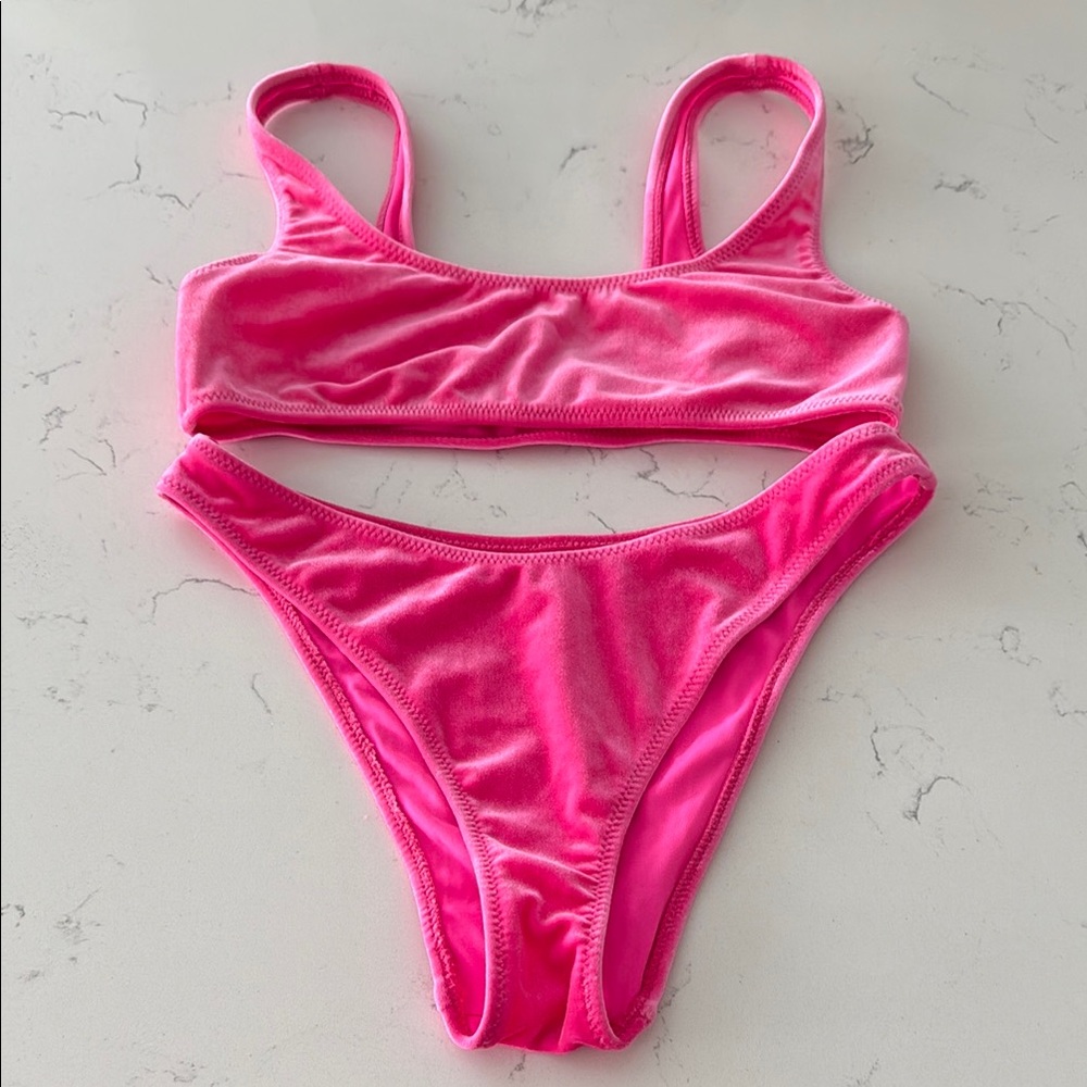 LIKE NEW Kendall & Kylie HOT Pink Bikini Set TOP BOTTOM S